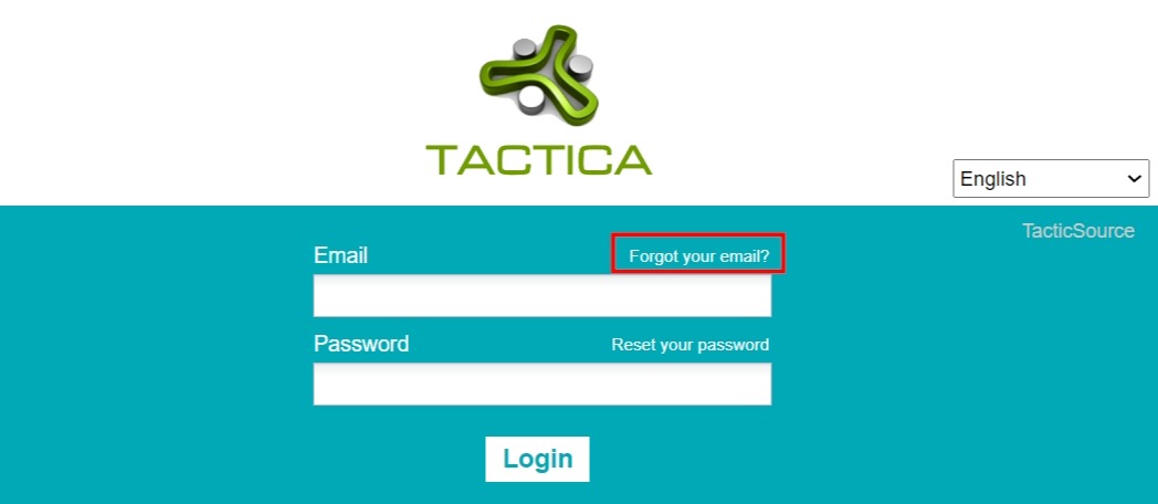 Tactica forgot email