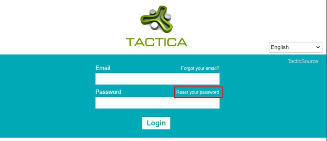 Tactica reset password