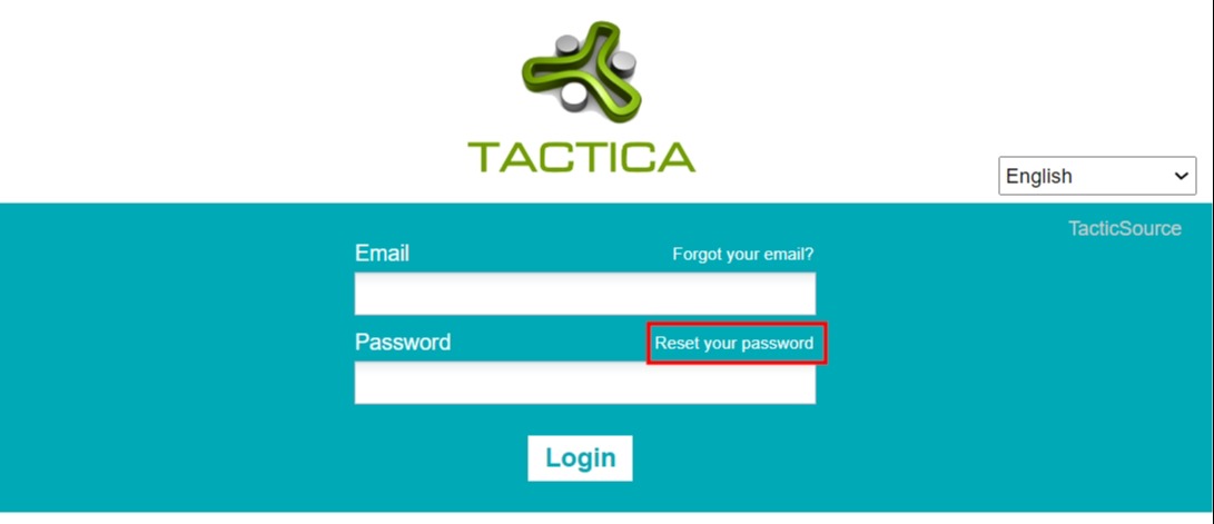 Tactica reset password